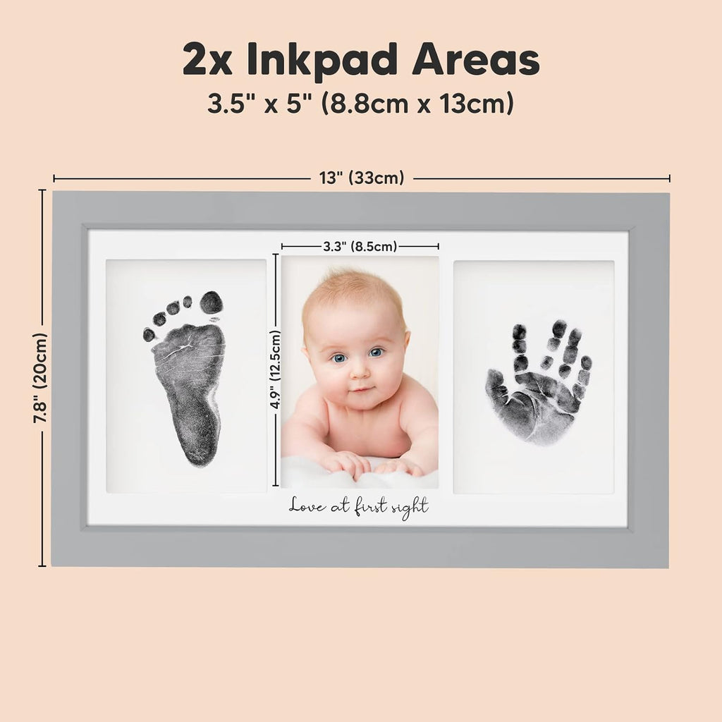 Inkless Hand and Footprint Kit, Boy Girl Newborn Keepsake (Cloud Gray)