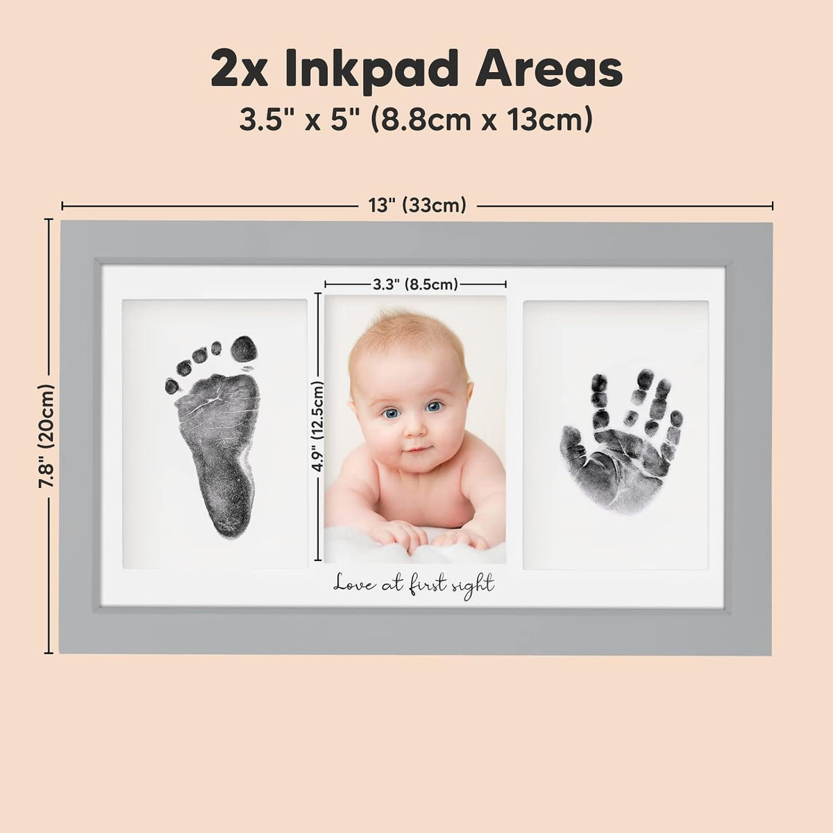 Inkless Hand and Footprint Kit, Boy Girl Newborn Keepsake (Cloud Gray)