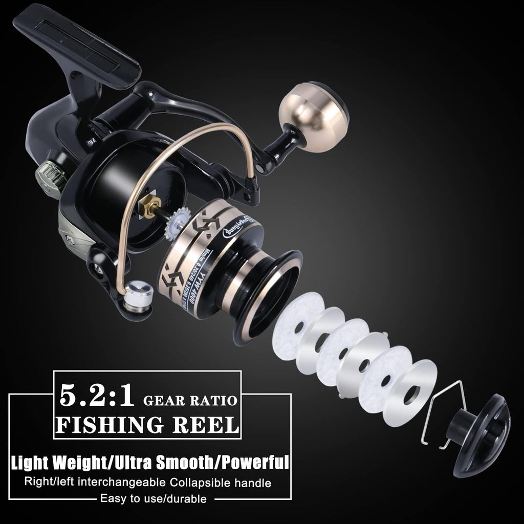 Sougayilang Fishing Pole with Spinning Reel Portable Fishing Rod Reel Combos