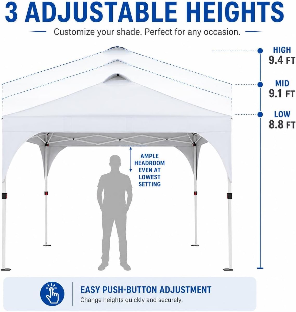 Yaheetech 10x10 Pop Up Canopy Tent for Outdoor Events, Silver Coat White