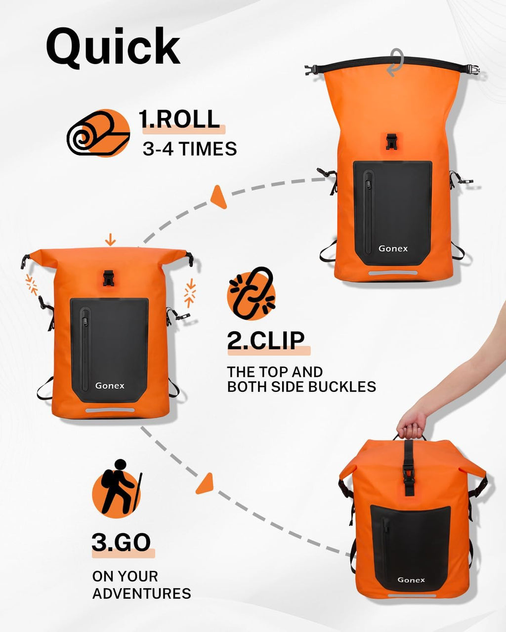 Gonex Waterproof Ultralight TPU Backpack 55L Roll Top Dry Bag, Kayaking