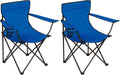 Folding Camping Chair with Cup Holder, 225lbs Capacity, Portable Foldable Chair with Large Anti-Sink Feet, PE Coated Fabric for Outdoor, Beach, Fishing, Backpacking, Blue 2PCS