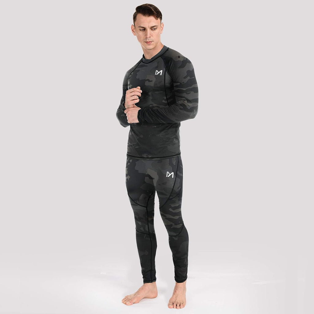 MEETYOO Thermal Underwear for Men, Winter Gear Long Johns Base Layer Top and Bottom Set for Skiing Running
