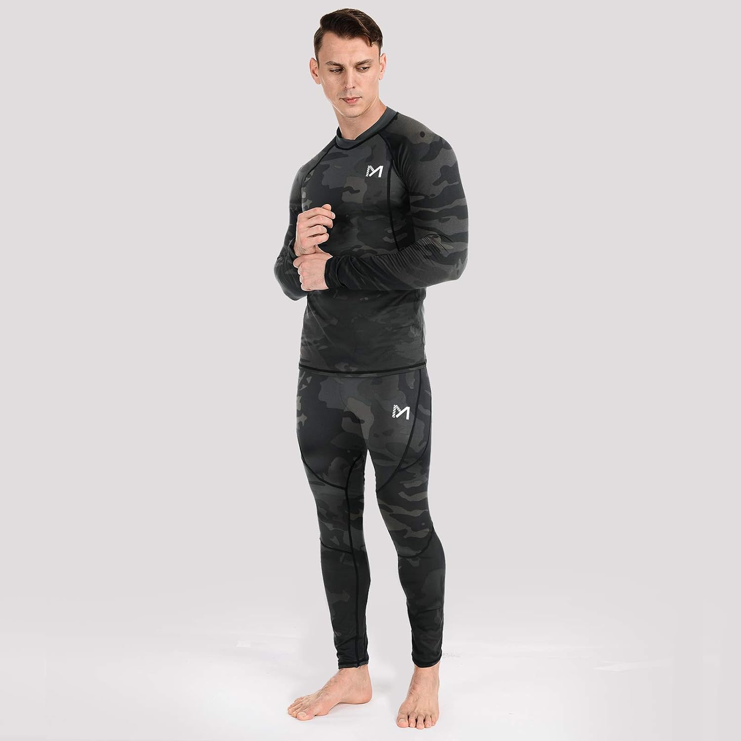 MEETYOO Thermal Underwear for Men, Winter Gear Long Johns Base Layer Top and Bottom Set for Skiing Running