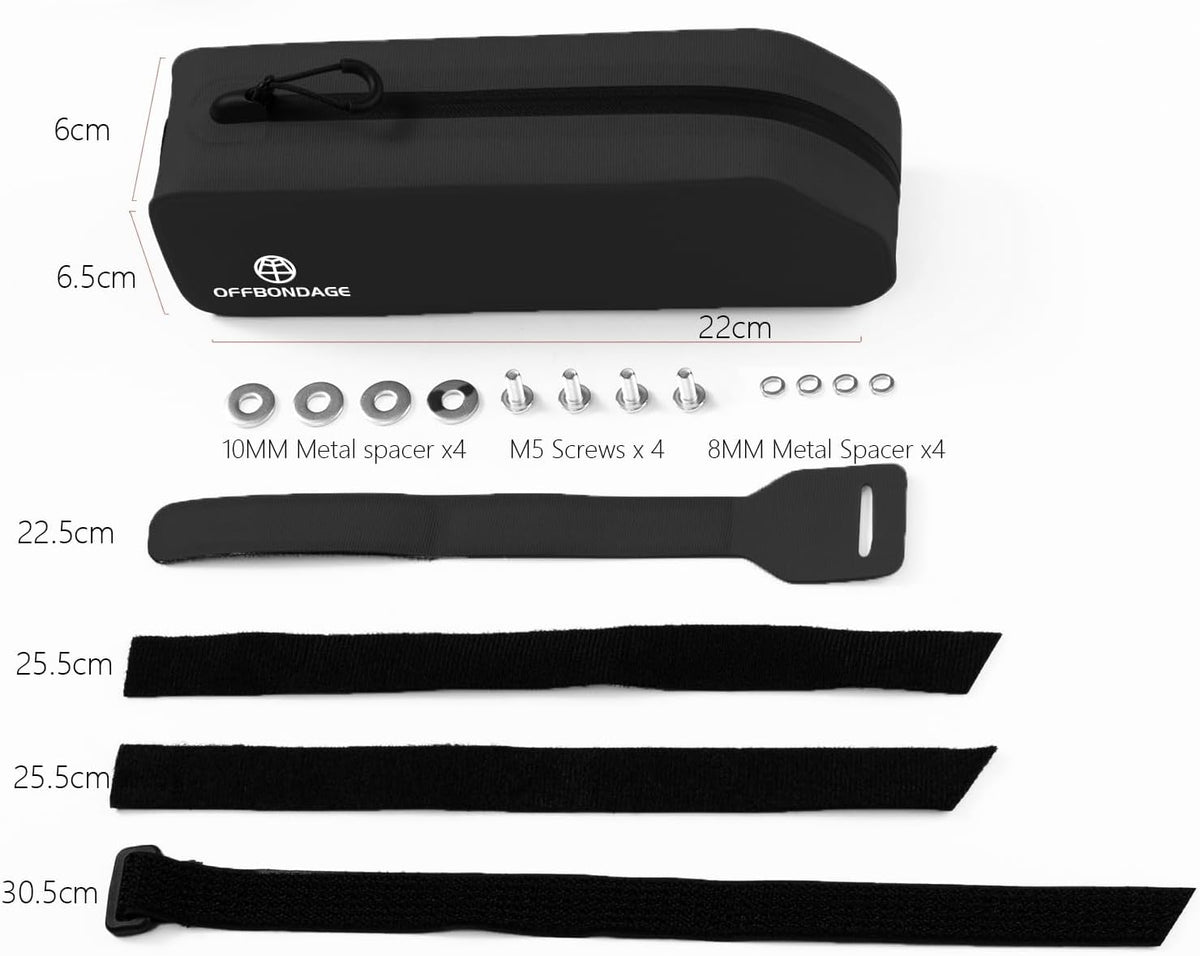 Waterproof Bike Top Tube Bag - TPU Bolt-On & Strap Mount Frame Pack, Lightweight Aerodynamic Cycling Storage for Mountain/Road/Gravel Bicycle Accessories