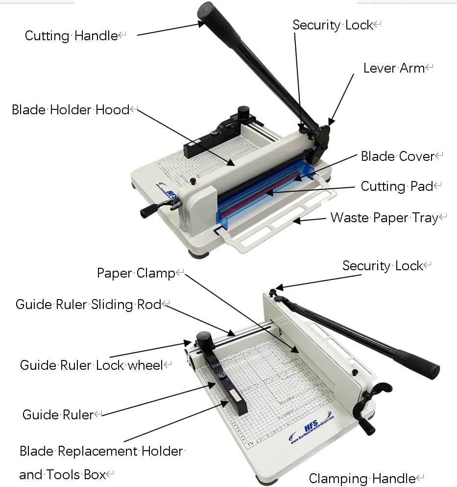 HFS(R) Heavy Duty Guillotine Paper Cutter 400 Sheet Capacity | Solid Steel Construction (A3-17'' paper cutter)