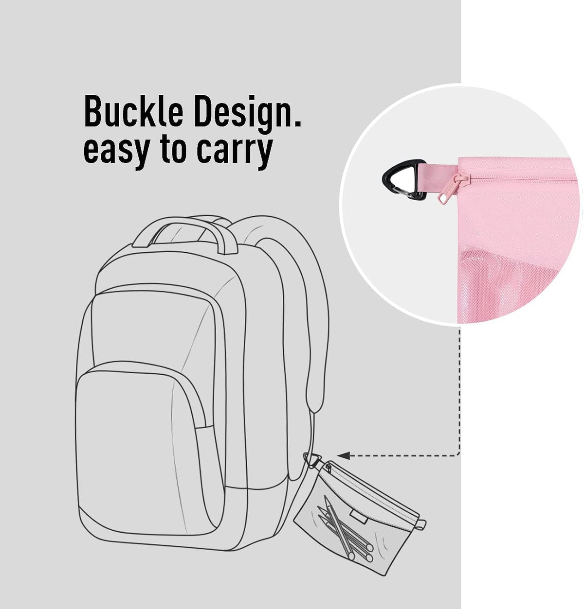 pack all Water-Resistant Zipper Pouch, Mesh Zipper Bag, 10.23"x7.48"