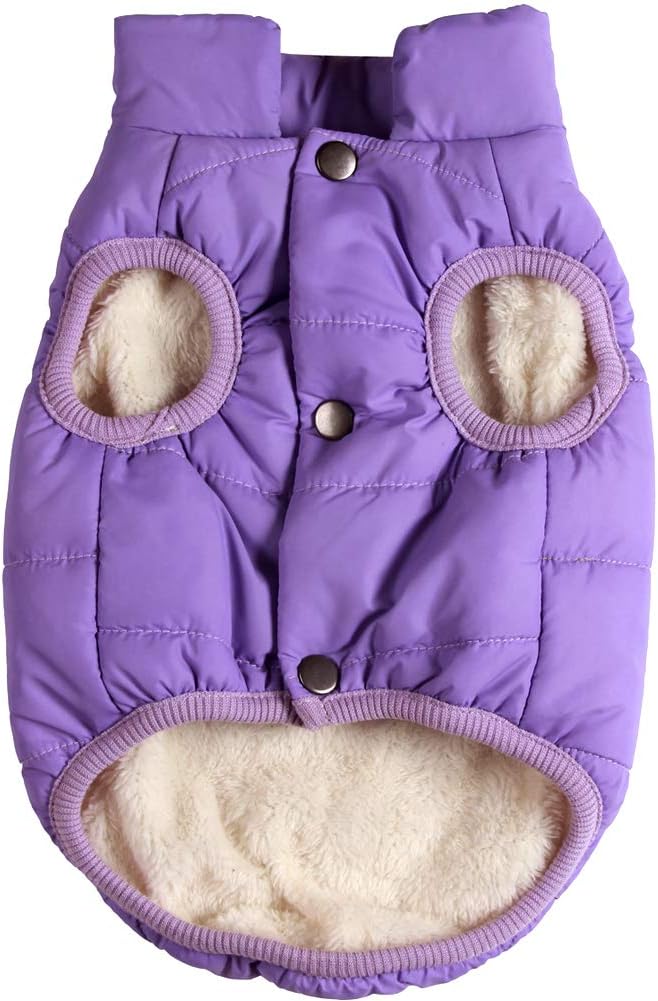 JoyDaog Fleece Lined Dog Jacket for Small Dogs,Winter Dog Coat,Purple M