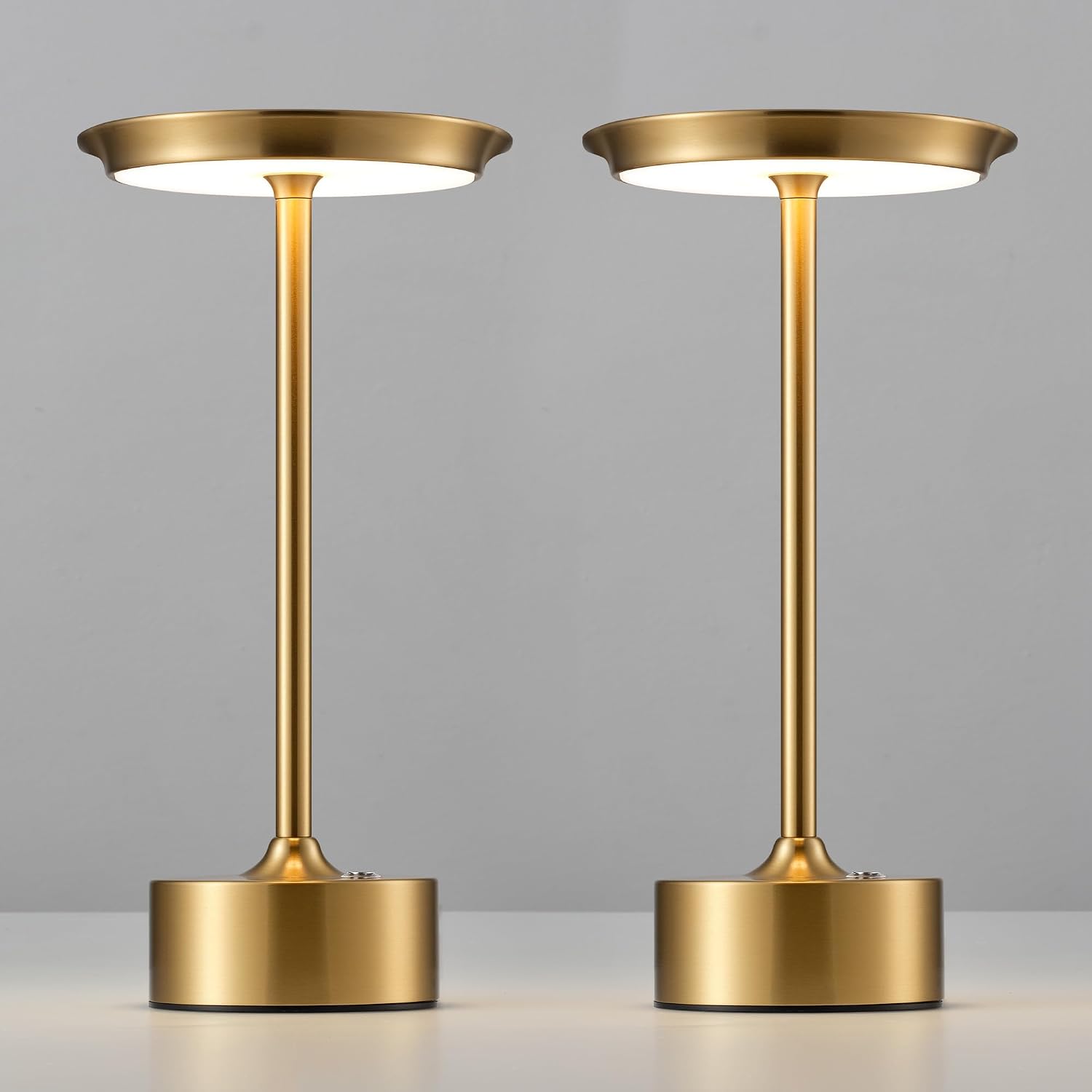 PUSU Rechargeable Table Lamps Set of 2, Gold Cordless Portable Desk Lamp