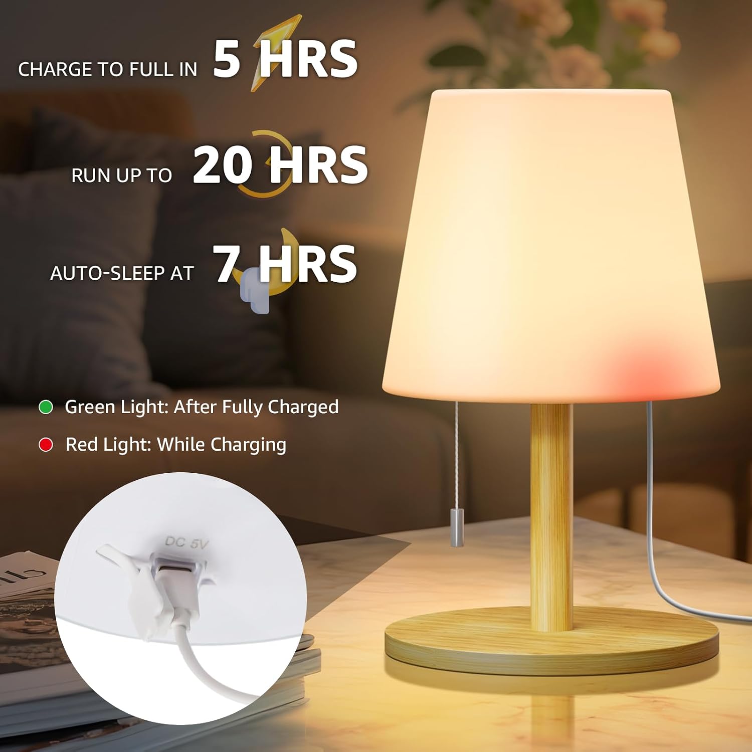 uuffoo Shower Lamp Rechargeable Cordless Light Waterproof for Bathroom Spa