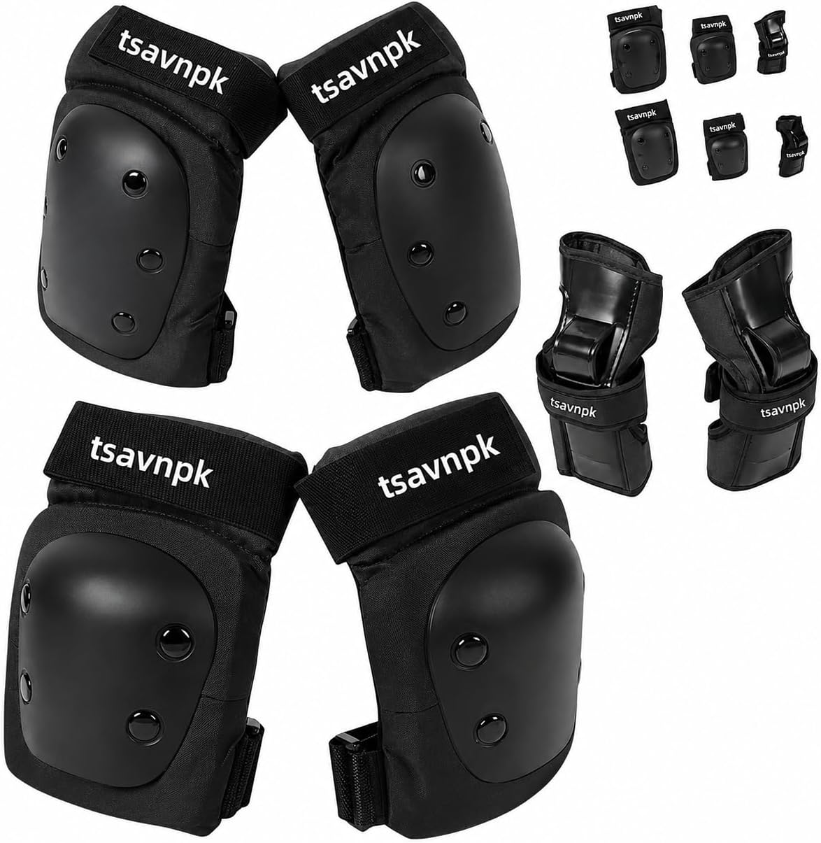 Adult Knee and Elbow Pads Set with Wrist Guards,Protective Gear for Skating
