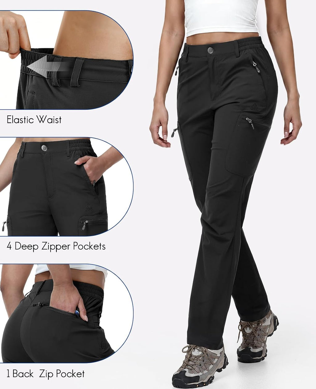 Haimont Women's Lightweight Hiking Cargo Pants with Zip Pockets