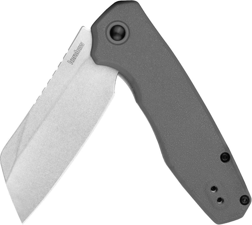 Kershaw Wharf Pocket Knife, Gray, 2.8 Inch Cleaver Blade
