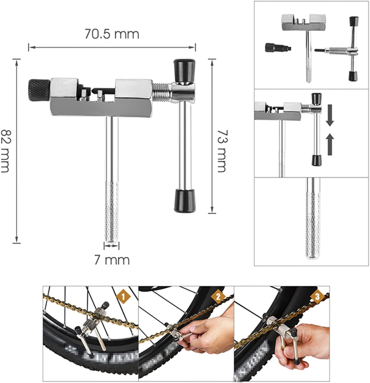 6 Pcs Bicycle Repair Tools Kit, Bike Cassette Removal Tool, Sprocket Removal Tools Sprocket Remover for Mountain Bike, Road Bike