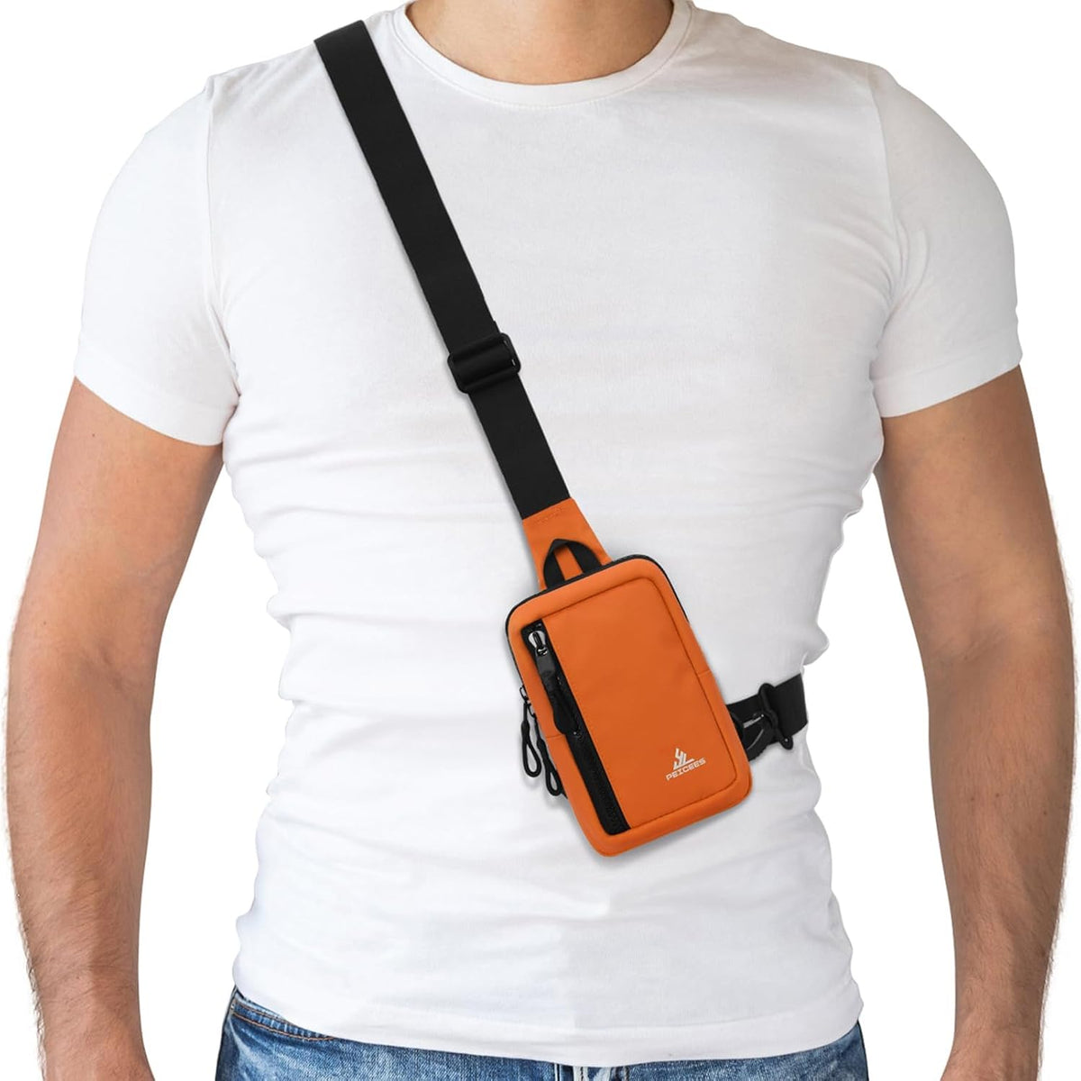 Peicees Small Crossbody Bag for Men Women Mini Sling Bag Travel Running Phone Daypack Cross Body Shoulder Bags with Keyholder