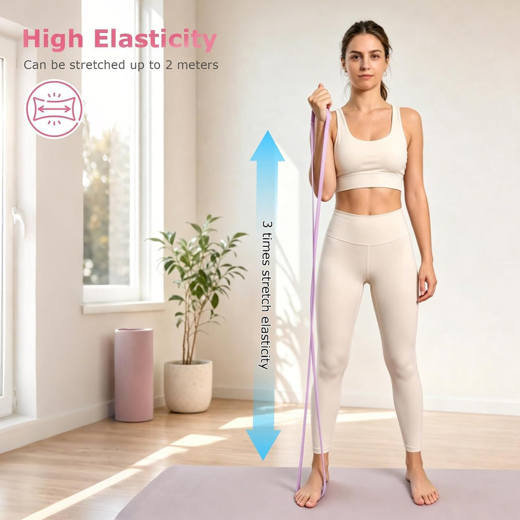 Figure 8 Resistance Bands 3 Pack, 21.6" Extra Long Elastic Exercise Bands with Handles, 15/25/35LB Stretching Band Set for Physical Therapy, Yoga, Pilates, Arm Back Shoulder Workout