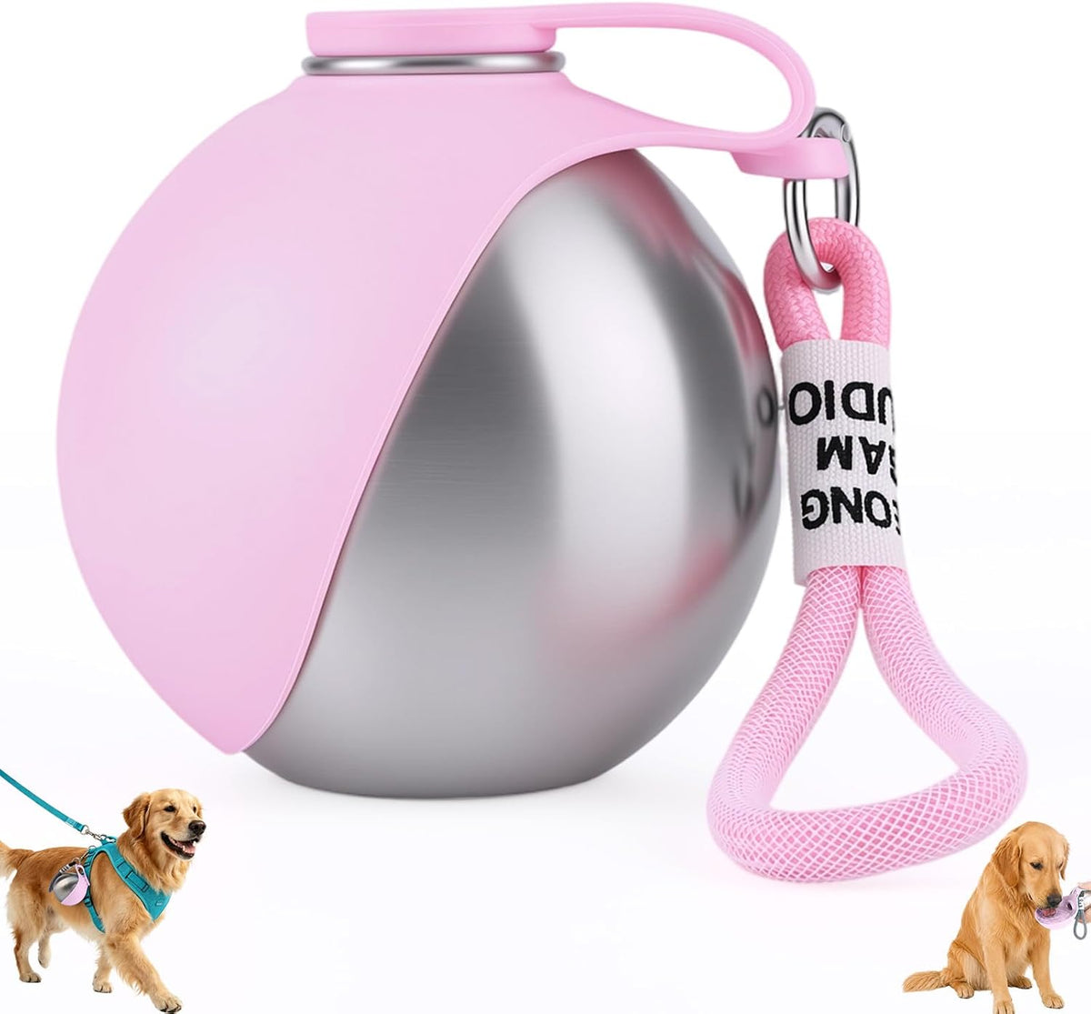 2 in 1 Portable Dog Water Bottle for Dogs,10oz Stainless Steel Portable Dog Water Bottle with Foldable Silicone Bowl, Leak-Proof 2 in 1 Portable Tumbler for Small Dog & Puppy Walking Hiking Outdoor