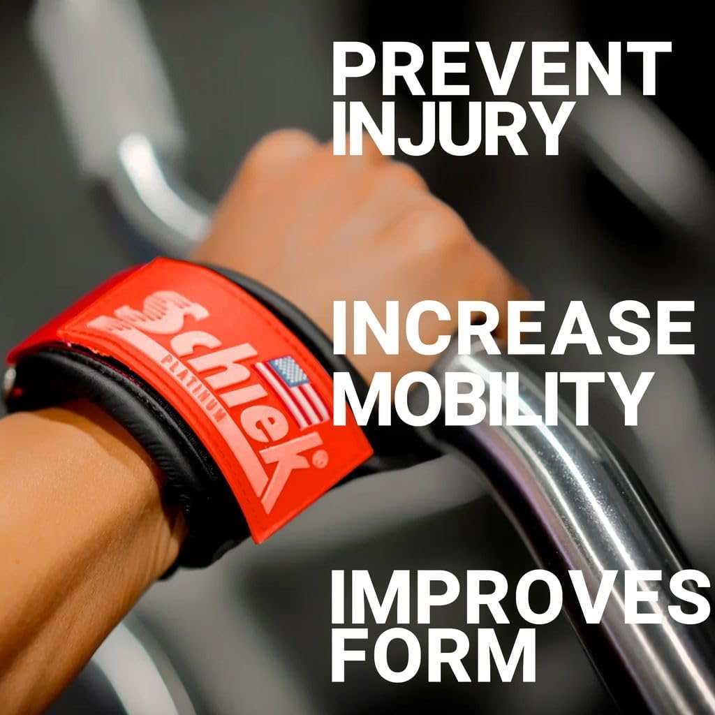 Schiek Sports Model 1907 Platinum Edition Ultimate Grips - 3 in 1 Weight Lifting Straps Wrist Wraps and Grip Pads