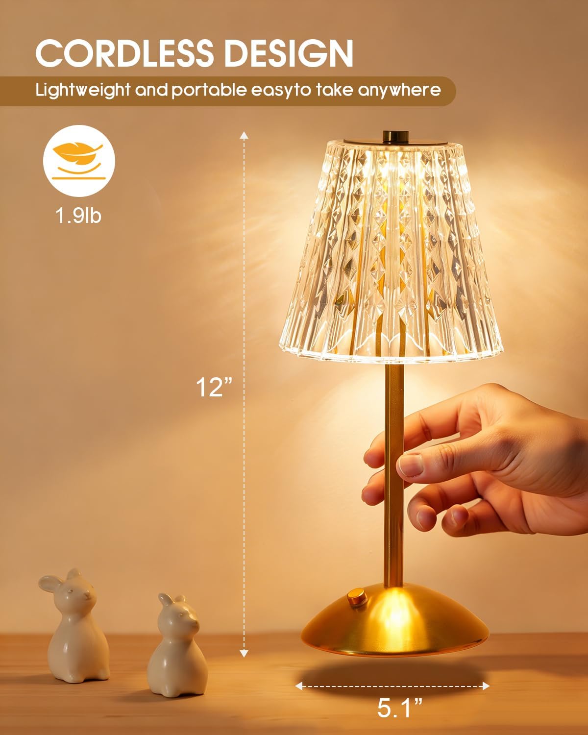 Cordless Touch Table Lamp, Classic Edition Rechargeable Small Desk Lamp