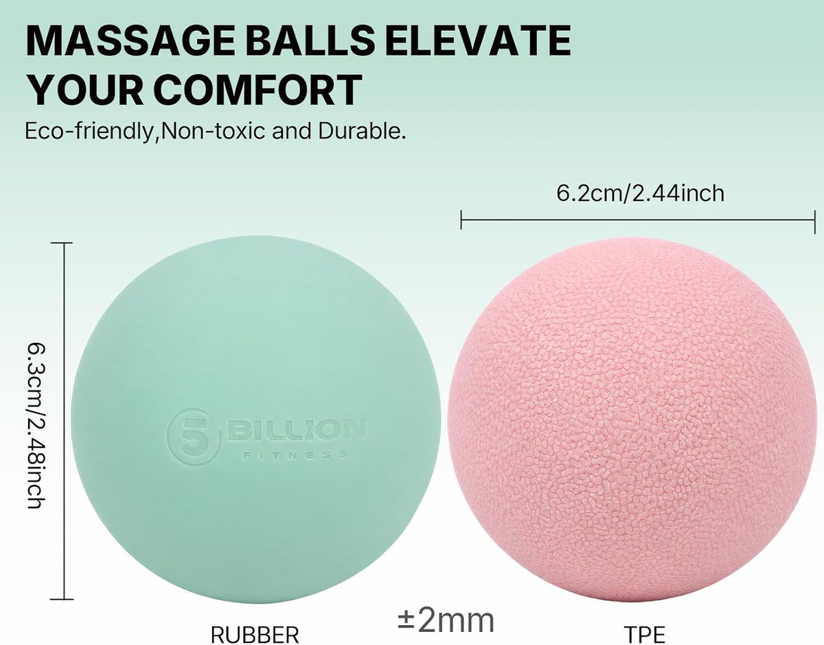 5BILLION FITNESS 2 Pack Massage Lacrosse Ball Set Deep Tissue Massage Balls