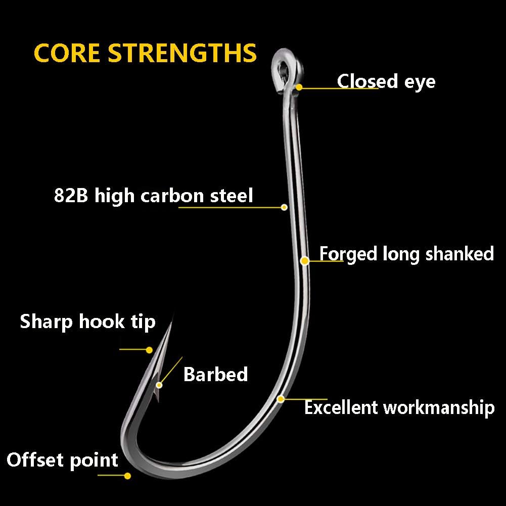 Dyxssm 150pcs/lot Forged Long Shanked Fishing Hooks Stainless Steel Fishing Hook for Saltwater Freshwater, Circle Octopus Fishing Hooks