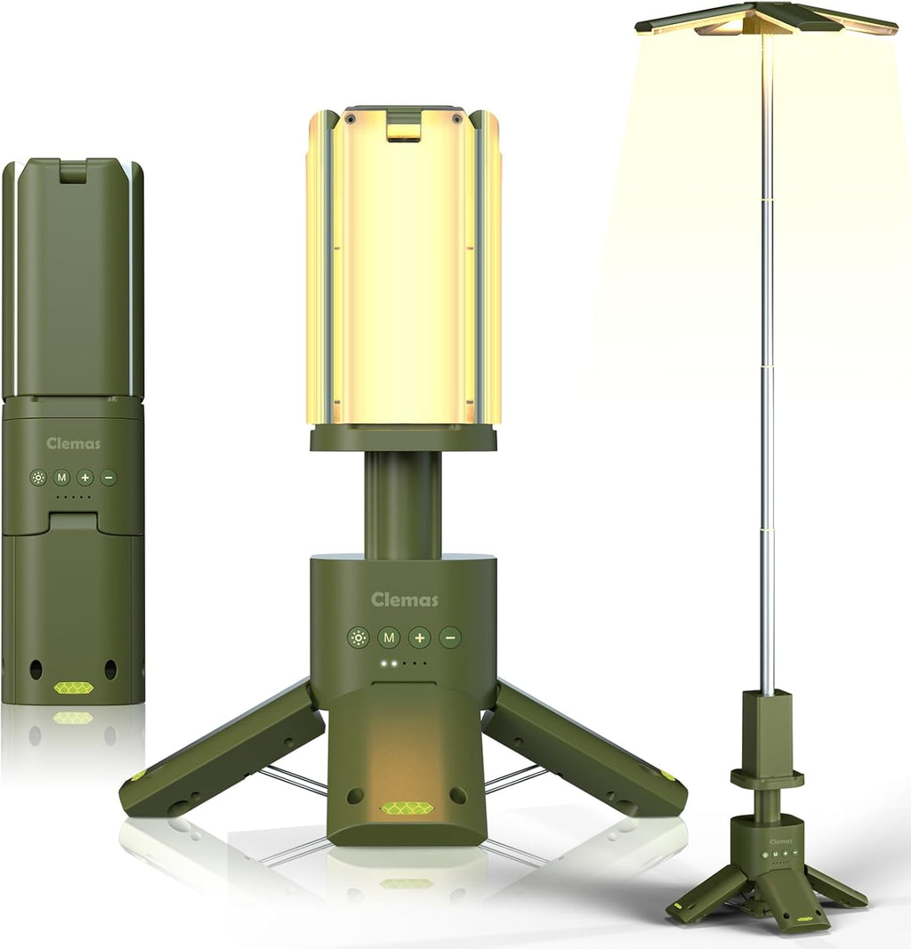 Clemas Telescopic Camping Lights Rechargeable 14000 mAh Led Multifunction Magnetic Lanterns Job Site Lighting Cordless Dimmable Camping Tent Lamp Portable Power Supply 6000LM IPX5 Waterproof