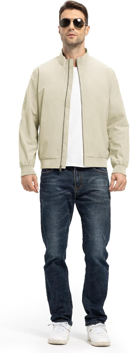 TBMPOY Men's Lightweight Jackets Casual Windbreaker Stylish Light Fall Spring Golf Work Dress Business