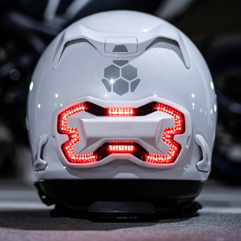 Brake Free Helmet Light - Smart Wireless Motorcycle Lights- Weatherproof LED Motorcycle Helmet Light - Lightweight & Aerodynamic Design - Smart Brake Detection - Single Button Operation - White