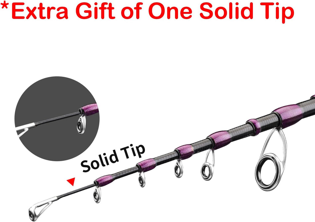 PURELURE Telescopic Fishing Rod Spinning & Casting Travel Rod Ultralight 5'