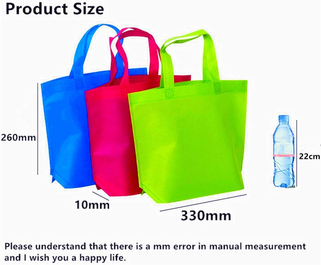 36 Pack 13" 12 Colors Multi-Color Reusable Tote Gift One Side Blank Non-woven Colored Treat, Fabric Tote, Commodity snack bag