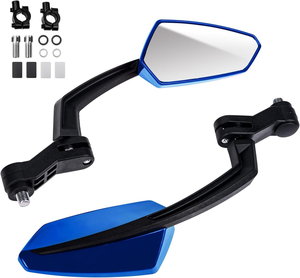 Zycle Bicycle Mirrors, EBike Mirrors for Handlebars, 360° Adjustable Bicycle Rear View Mirror, 22.2mm Diameter Universal Bike Accessories, 1 Pair, Blue