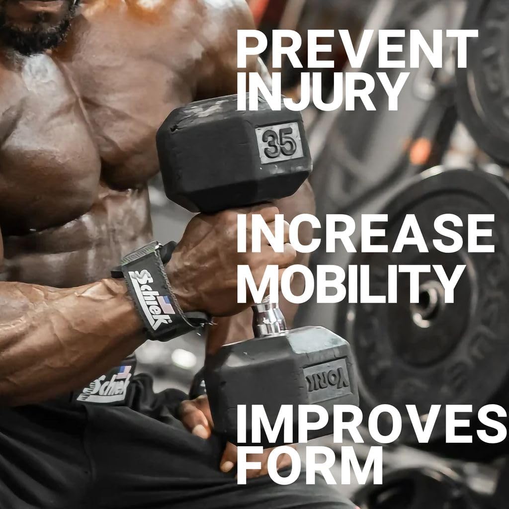 Schiek Sports Model 1907 Platinum Edition Ultimate Grips - 3 in 1 Weight Lifting Straps Wrist Wraps and Grip Pads