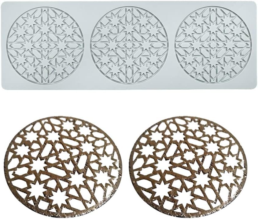 Hollow Leaf Silicone Molds Lover Heart Chocolate Molds Geometry 3D Silicone Mould Chocolate Candy Leaf Mold Sugar Craft Cake Decoration Cupcake Top (M_Star_14.4 * 5 * 0.12inch)