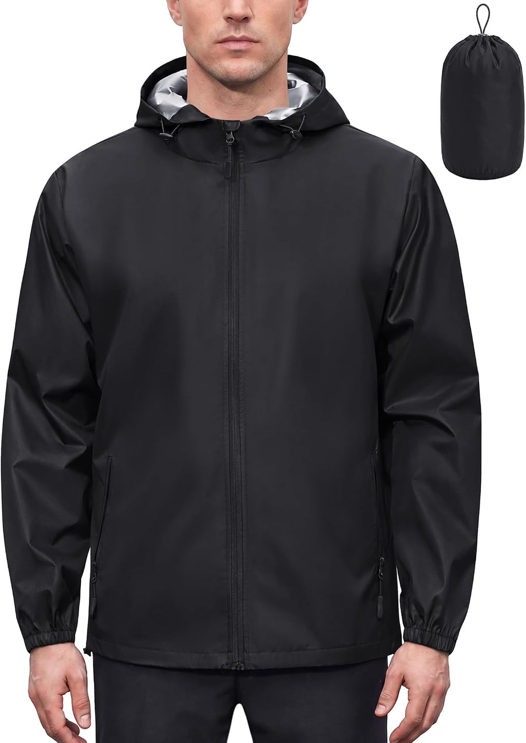 COOFANDY Rain Jacket Men Waterproof With Hood Raincoat Windbreaker Packable | 2 Water-resistant Zip Pockets, Lightweight Windbreaker For Hiking, Cycling, Running, Golf Fishing Rain Shell Gear