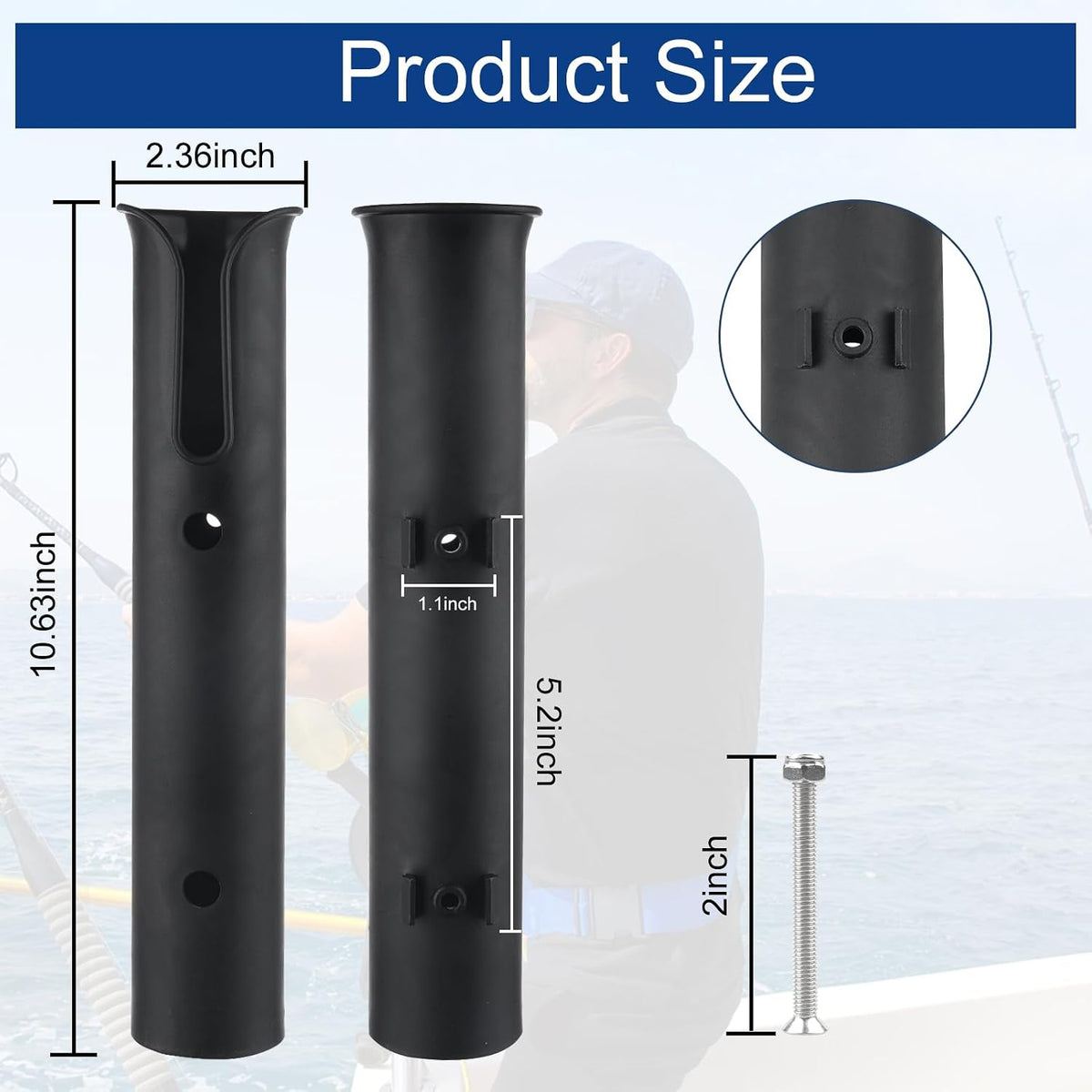 Fishing Rod Holders 6Tubes Boat Rod Holders with Screws