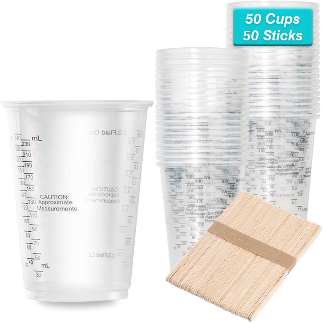 XUXU 50pcs 8oz Graduated Clear Plastic