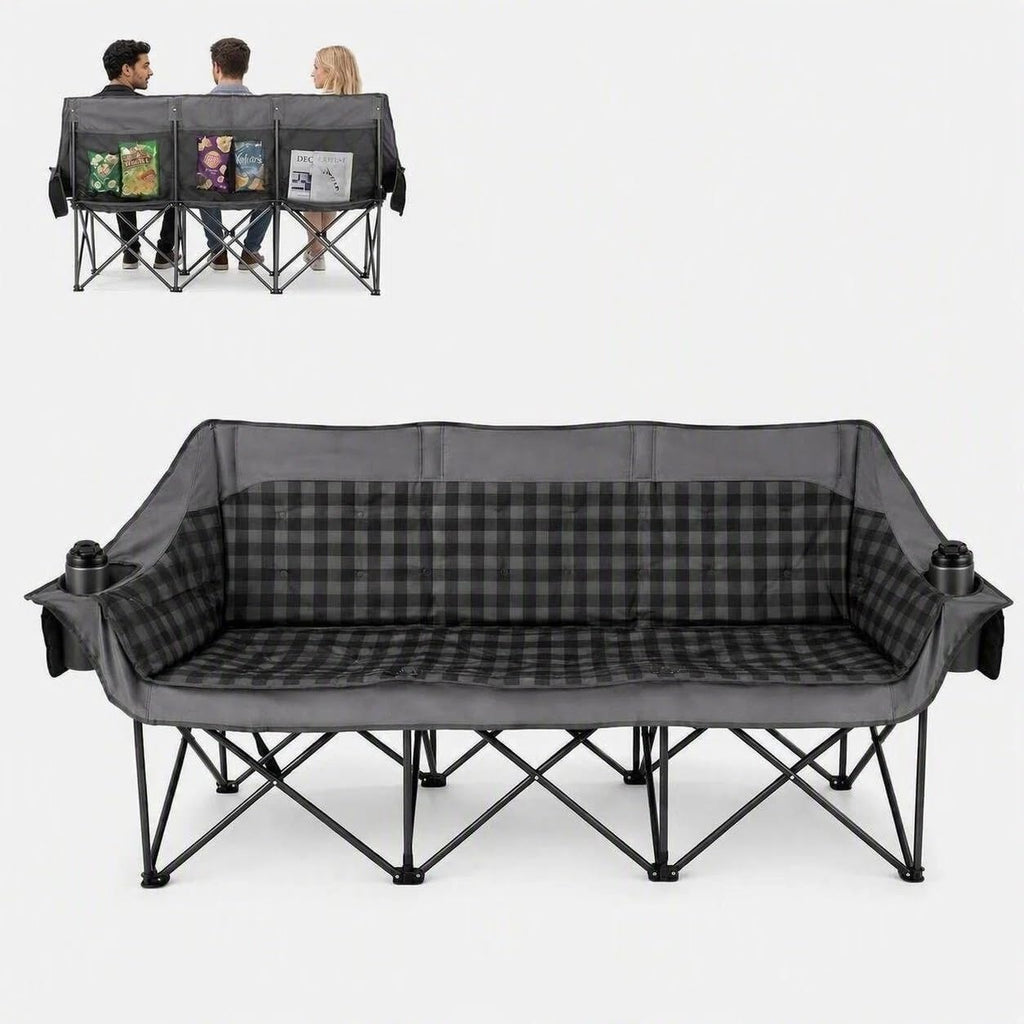 Oversized 3 Person Camping Chair Heavy Duty Double Camp Loveseat