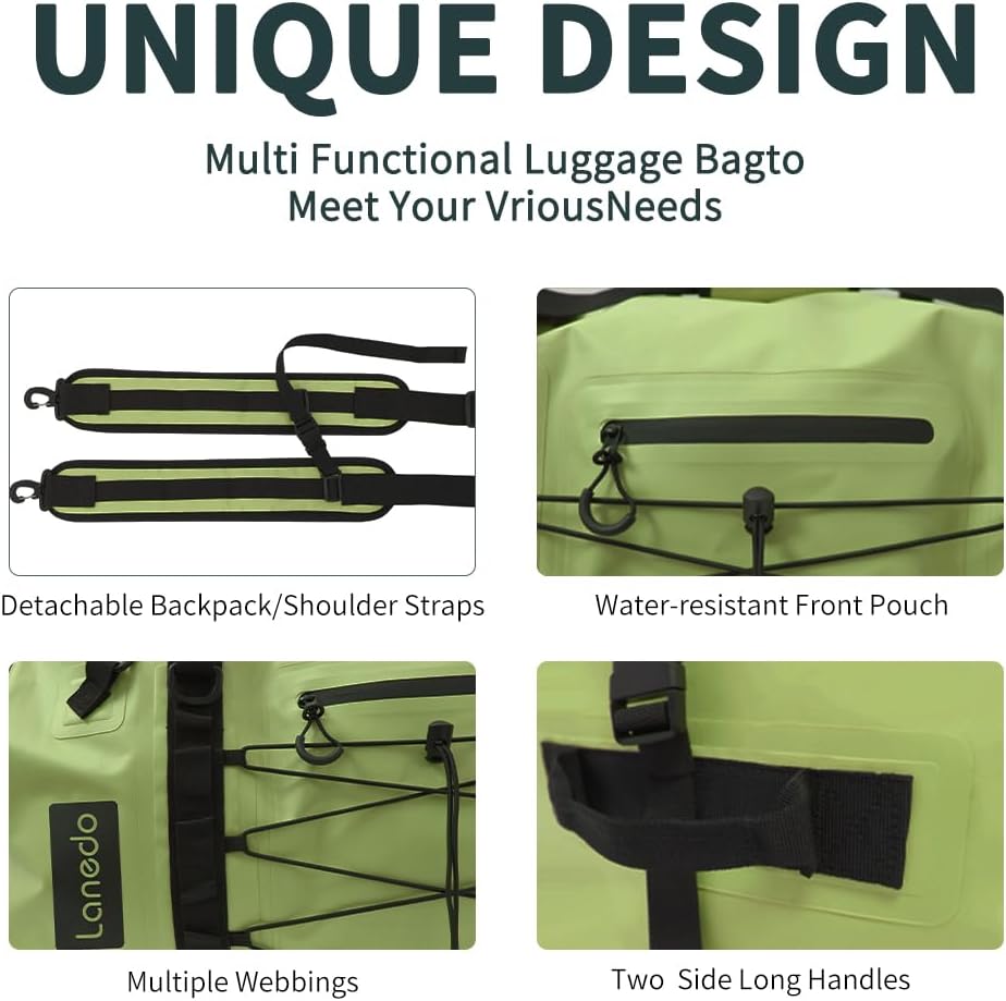 80L Dry Bag Large Waterproof Bag Roll-Top Heavy Duty Fishing Duffel Bag with Durable Straps & Handles for Kayaking Paddle boarding Boating Rafting Fishing Canoeing Camping