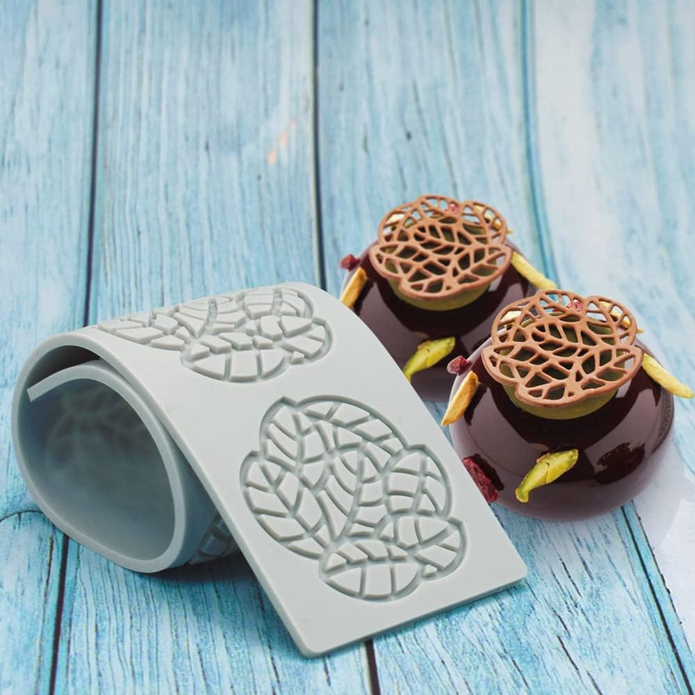 TUKE Hollow Leaf Silicone Molds Lover Heart Chocolate Molds Geometry 3D Silicone Mould Chocolate Candy Leaf Mold Sugar Craft Cake Decoration Cupcake Top (B_Leaf_11.12*2.4*0.12inch) BH0974