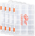 LARIPOP 4-Pack 3600 Fishing Tackle Boxes, Clear Plastic Storage Trays with Adjustable Dividers, Organizer for Lures, Hooks, Sinkers, Jigs & Fishing Accessories