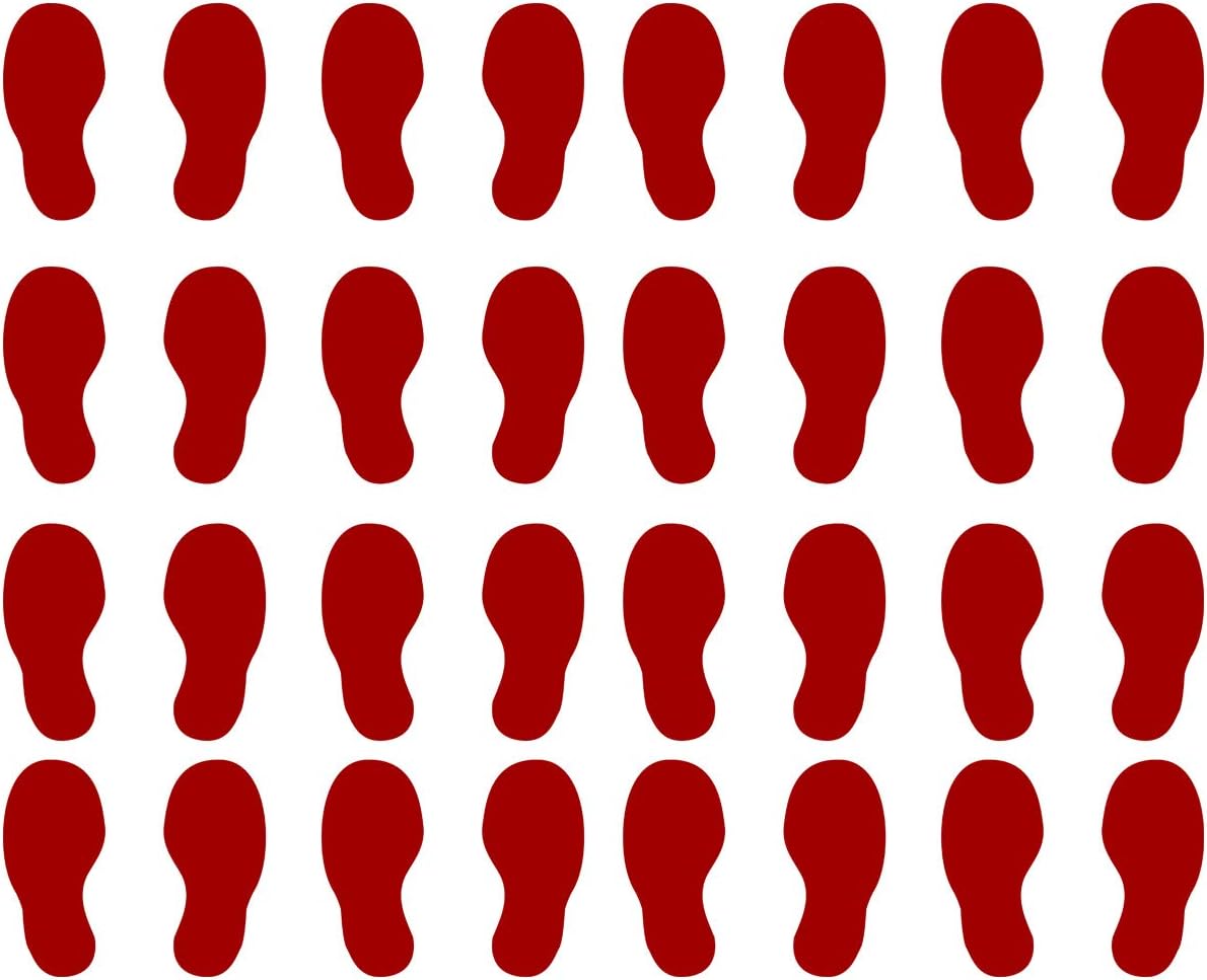 VWAQ Shoe Print Footprint Vinyl Decals - Peel and Stick Floor or Wall Stickers - 32 PCS (Orange)