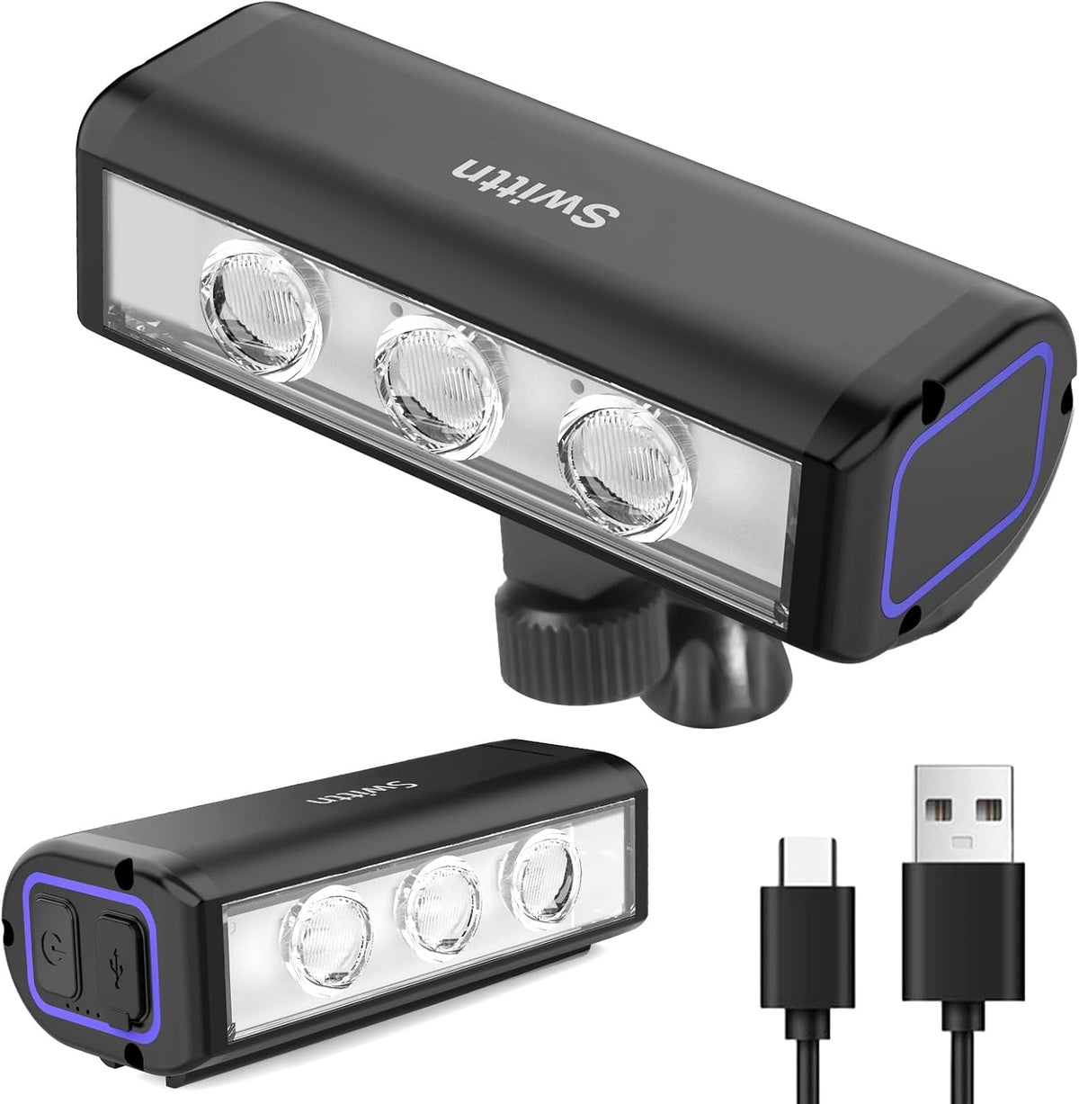 1500 Lumen Super Bright Bike Lights,Runtime 10+ Hours,USB-C Rechargeable Bike Lights Front and Back,4+5 Light Modes,IPX5 Waterproof