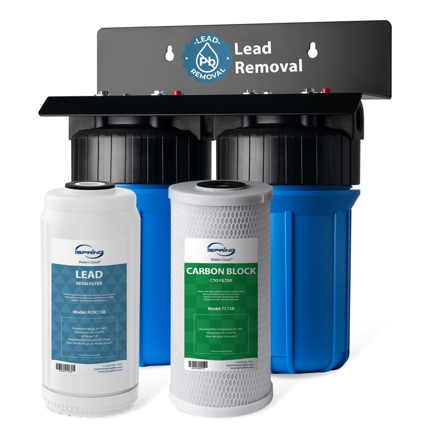 iSpring WGB21B-PB 2-Stage Lead & Chloramine Whole House Water Filter System