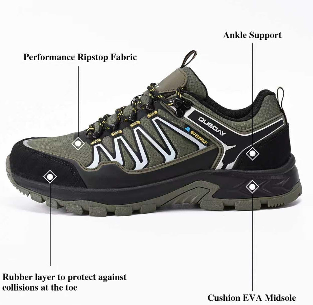 Queday Mens Waterproof Lightweight Hiking Shoes