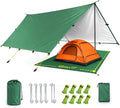 Waterproof Camping Tarp Tent Hammock Rain Fly, Mutifunctional Tent Footprint Lightweight Tarp for Camping, Hiking and Survival Shelter (Green, Without Poles,15x11FT)