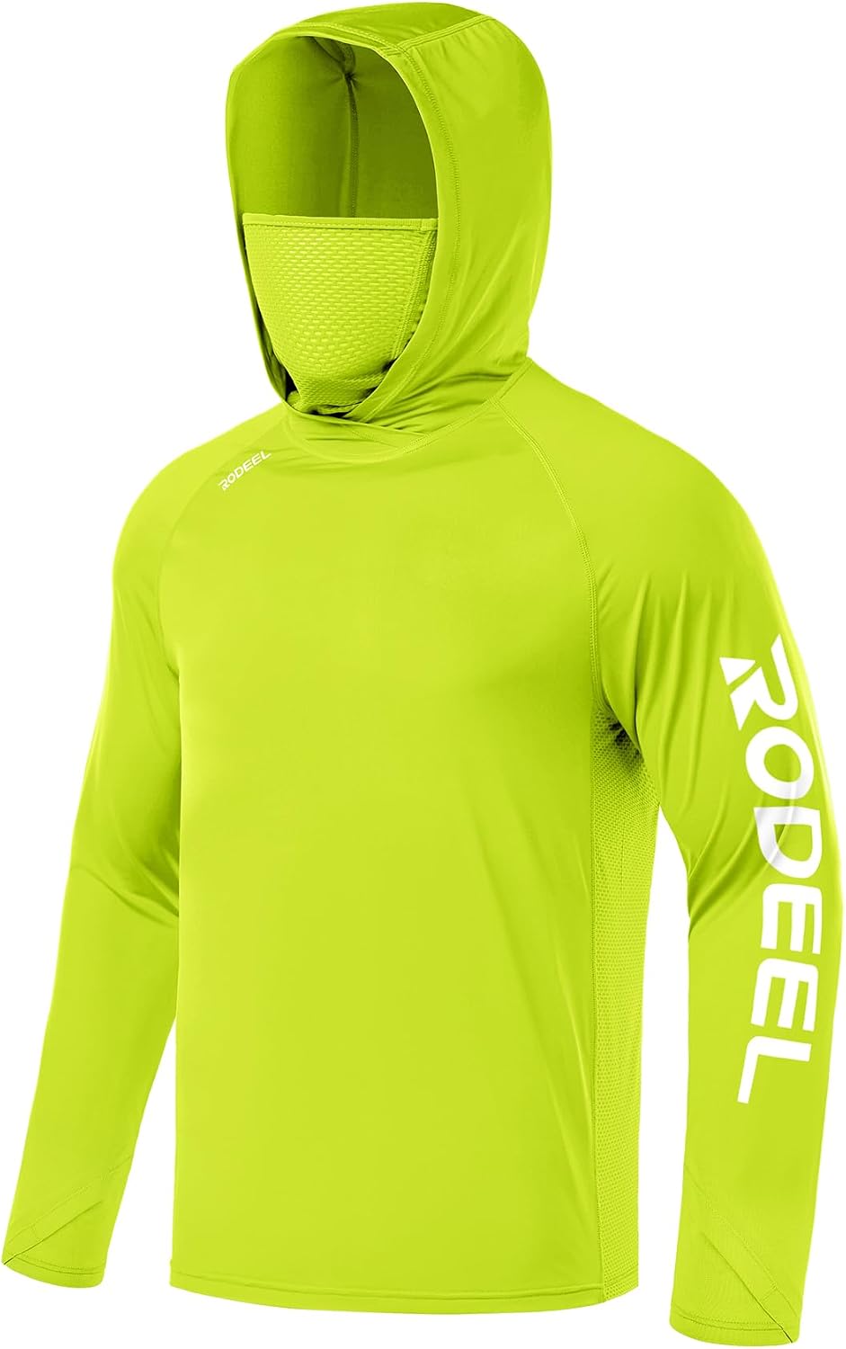 Rodeel UPF 50+ Men’s Long Sleeve Performance Fishing Hiking Shirt with Mask UV Neck Gaiter Hoodie