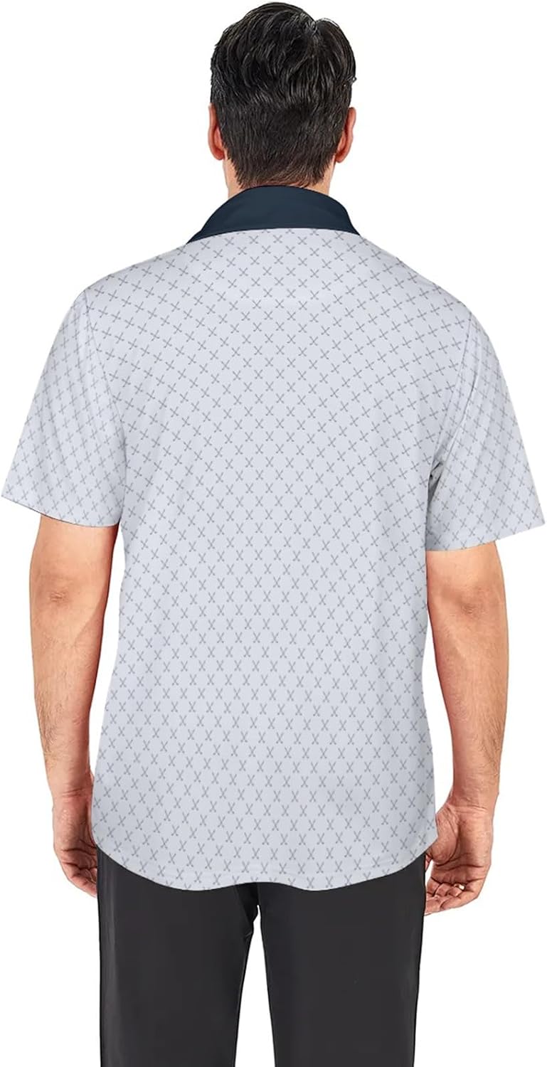 Hodaweisolp Golf Shirts for Men Dry Fit Print Short Sleeve Polo Shirt