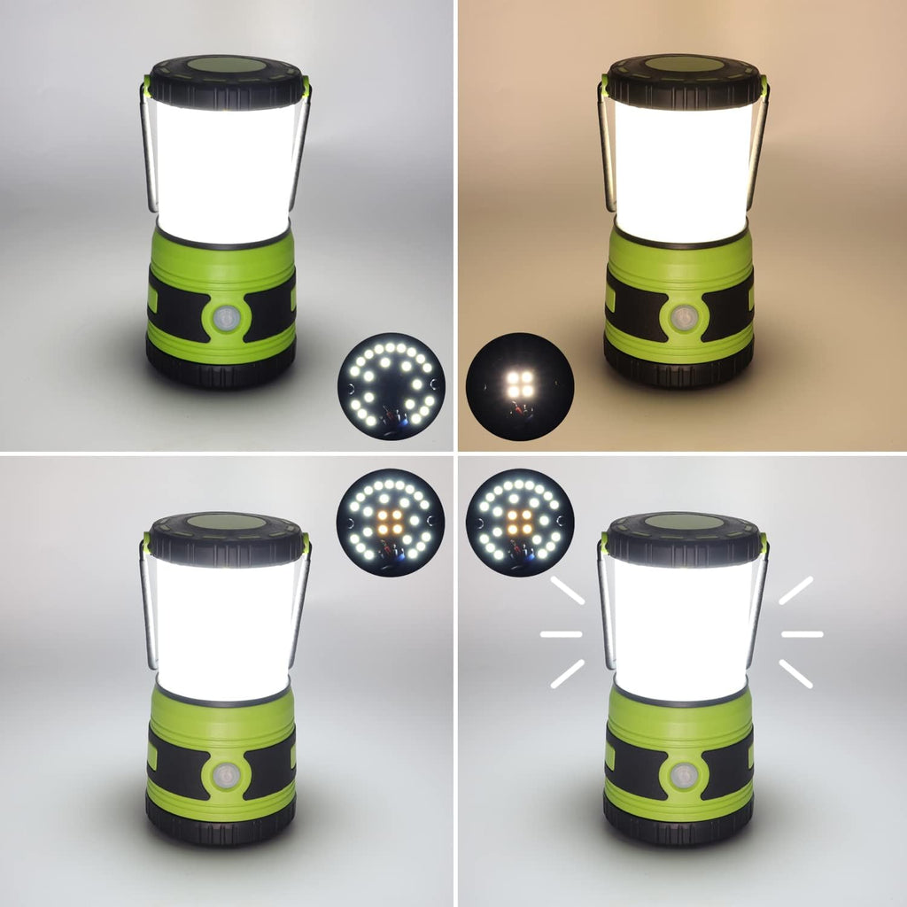 LED Camping lamp Super Bright 1500 lumens 4 Light Modes Dimmable searchlight Battery-Powered Emergency lamp Suitable for Night Hiking Tent Lighting Emergencies Power outages (Green)