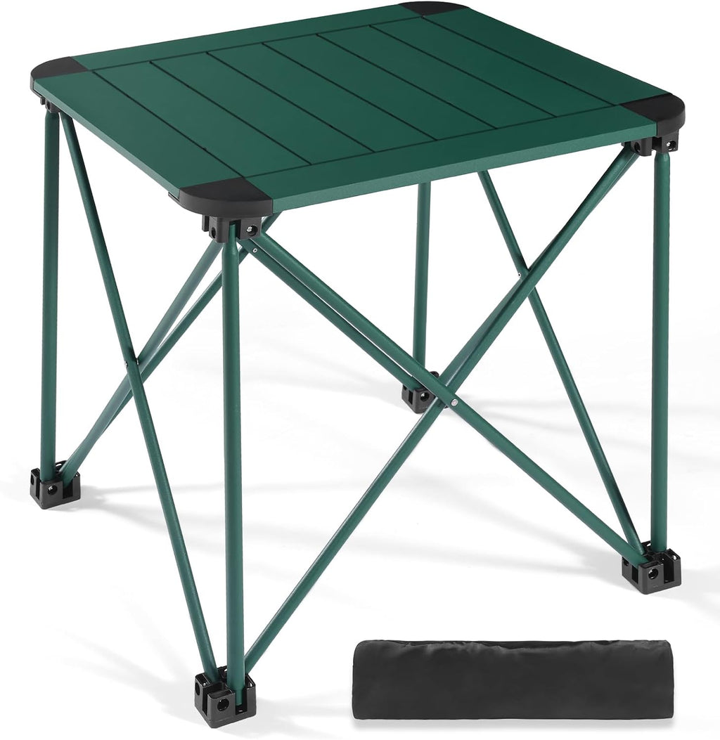 Tesouro Folding Camping Square Table with Carry Bag, Lightweight Aluminum Square Table for Outdoor, Camping, Picnic, Backyards, BBQ (Black-Small)