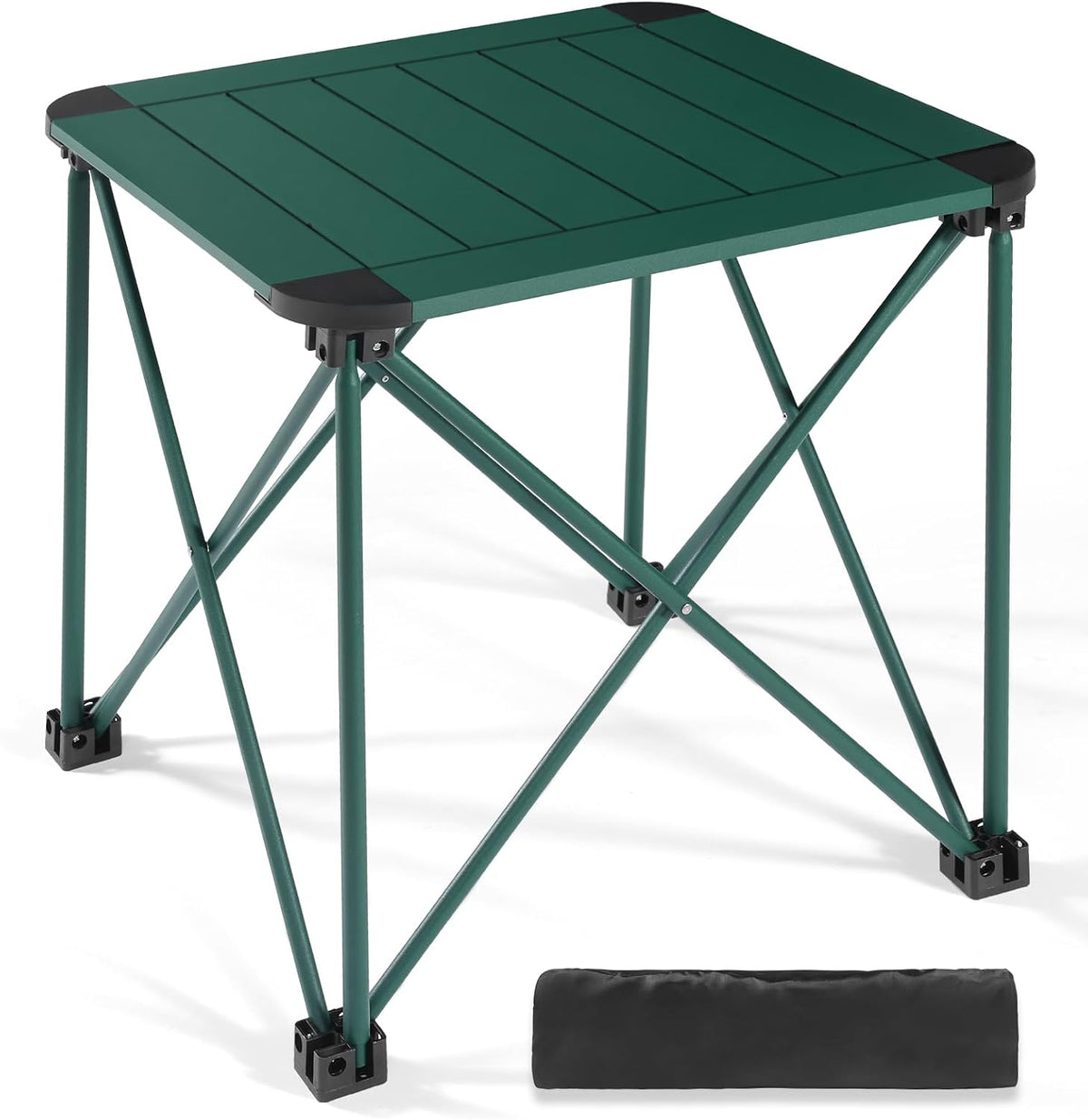 Tesouro Folding Camping Square Table with Carry Bag, Lightweight Aluminum Square Table for Outdoor, Camping, Picnic, Backyards, BBQ (Black-Small)